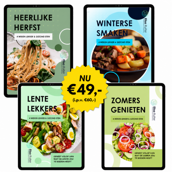 Combideal: Digitale seizoensmenu's complete set (Lente, Zomer, Herfst & Winter)